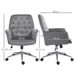 Vinsetto Linen Computer Chair with Armrest, Modern Swivel Chair with Adjustable Height, Dark Grey - 3