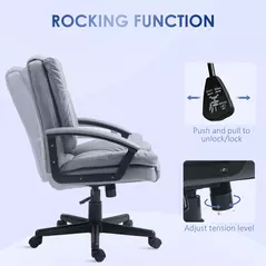 HOMCOM Office Chair, Computer Desk Chair, Mid Back Executive Chair with Adjustable Height and Swivel Rolling Wheels for Home Study, Light Grey - 5