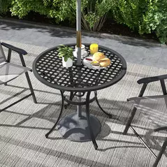Outsunny Round Aluminium Table, with ⌀50mm Parasol Hole - 2