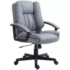 HOMCOM Office Chair, Computer Desk Chair, Mid Back Executive Chair with Adjustable Height and Swivel Rolling Wheels for Home Study, Light Grey - 1
