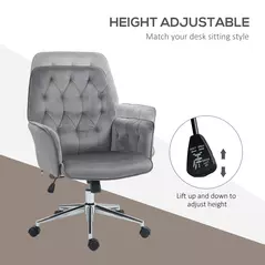 Vinsetto Linen Computer Chair with Armrest, Modern Swivel Chair with Adjustable Height, Dark Grey - 4