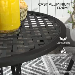Outsunny Round Aluminium Table, with ⌀50mm Parasol Hole - 5