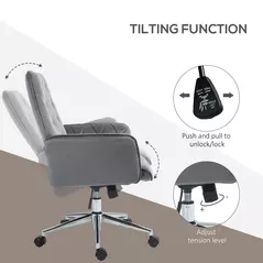 Vinsetto Linen Computer Chair with Armrest, Modern Swivel Chair with Adjustable Height, Dark Grey - 5