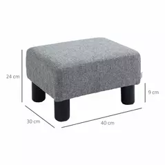 HOMCOM Linen Fabric Footstool Ottoman Cube with 4 Plastic Legs, Grey - 3