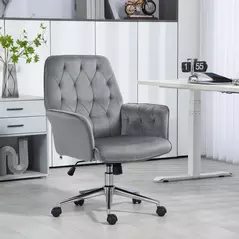 Vinsetto Linen Computer Chair with Armrest, Modern Swivel Chair with Adjustable Height, Dark Grey - 2