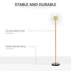 HOMCOM 160cm Dandelion-Crystallite Floor Lamp, with Foot Switch - 5