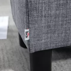 HOMCOM Linen Fabric Footstool Ottoman Cube with 4 Plastic Legs, Grey - 8