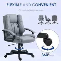 HOMCOM Office Chair, Computer Desk Chair, Mid Back Executive Chair with Adjustable Height and Swivel Rolling Wheels for Home Study, Light Grey - 6