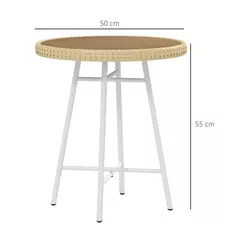 Outsunny Rattan Border Outdoor Side Table - Natural Wood Finish - 3