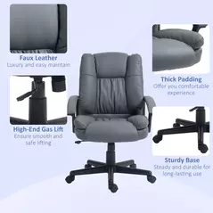 HOMCOM Office Chair, Computer Desk Chair, Mid Back Executive Chair with Adjustable Height and Swivel Rolling Wheels for Home Study, Dark Grey - 7