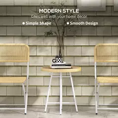 Outsunny Rattan Border Outdoor Side Table - Natural Wood Finish - 4