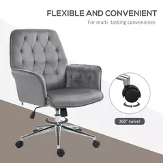Vinsetto Linen Computer Chair with Armrest, Modern Swivel Chair with Adjustable Height, Dark Grey - 6