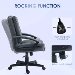 HOMCOM Office Chair, Computer Desk Chair, Mid Back Executive Chair with Adjustable Height and Swivel Rolling Wheels for Home Study, Dark Grey - 5