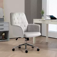 Vinsetto Linen Computer Chair with Armrest, Modern Swivel Chair with Adjustable Height, Light Grey - 2