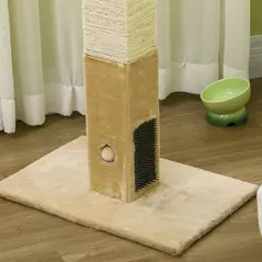 PawHut Jute Cat Scratching Post w/ Carpet Base Hanging Toy - Beige - 8
