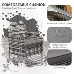 Outsunny Five-Pieces Rattan Dining Set - Mixed Grey - 5