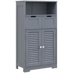 kleankin Three-Part Bathroom Storage Unit, with Shelf, Drawers & Cupboard - Grey - 1