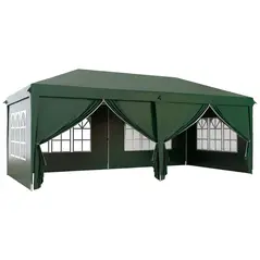 Outsunny 3 x 6m Pop-Up Gazebo, with Curtain Walls and Windows - Dark Green - 1
