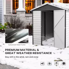 Outsunny 9x 6FT Metal Outdoor Garden Shed, Galvanised Tool Storage Shed w/ Sloped Roof, Lockable Door for Patio Lawn, Dark Grey - 5