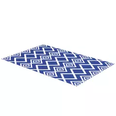Outsunny Plastic Straw Reversible RV Outdoor Rug with Carry Bag, 182 x 274cm, Blue and White - 1