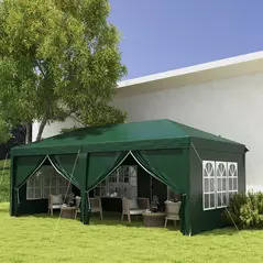 Outsunny 3 x 6m Pop-Up Gazebo, with Curtain Walls and Windows - Dark Green - 2