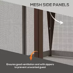 Outsunny 3 x 3(m) Pop Up Gazebo with Mosquito Netting, 1 Person Easy up Marquee Party Tent with 1-Button Push, Double Roof, Carry Bag, Sandbags, Height Adjustable Instant Shelter, Khaki - 5