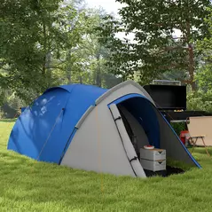 Outsunny Two-Man Dome Tent, with Front Vestibule - Blue/Grey - 2