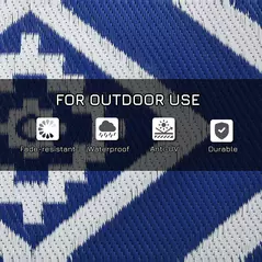 Outsunny Plastic Straw Reversible RV Outdoor Rug with Carry Bag, 182 x 274cm, Blue and White - 6