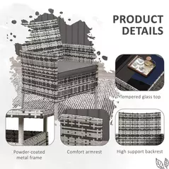 Outsunny Five-Pieces Rattan Dining Set - Mixed Grey - 6