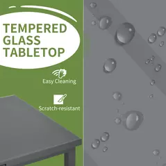 Outsunny Aluminium Garden Table for 6-8, 246 cm Extending Outdoor Dining Table Rectangle for Patio, Balcony - Charcoal Grey - 5