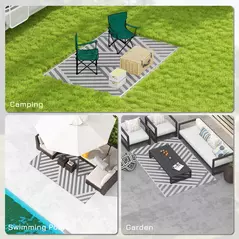 Outsunny Plastic Straw Reversible RV Outdoor Rug with Carry Bag, 182 x 274cm, Grey and Cream - 5