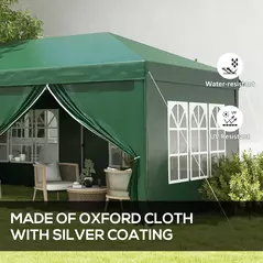 Outsunny 3 x 6m Pop-Up Gazebo, with Curtain Walls and Windows - Dark Green - 4