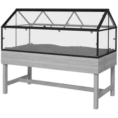 Outsunny 60 x 120cm Raised Garden Bed with Wooden Base - Grey - 1