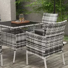 Outsunny Five-Pieces Rattan Dining Set - Mixed Grey - 7