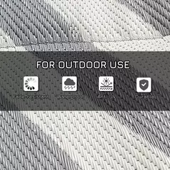 Outsunny Plastic Straw Reversible RV Outdoor Rug with Carry Bag, 182 x 274cm, Grey and Cream - 6