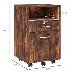 Vinsetto Lockable Two-Drawer Filing Cabinet, with Wheels - Wood-Effect - 3