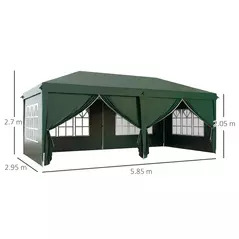 Outsunny 3 x 6m Pop-Up Gazebo, with Curtain Walls and Windows - Dark Green - 3