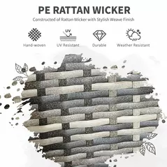 Outsunny Five-Pieces Rattan Dining Set - Mixed Grey - 4