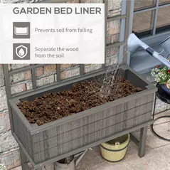 Outsunny 45 x 105cm Wooden Garden Planter, with Trellis - Grey - 6