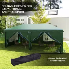 Outsunny 3 x 6m Pop-Up Gazebo, with Curtain Walls and Windows - Dark Green - 5