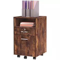 Vinsetto Lockable Two-Drawer Filing Cabinet, with Wheels - Wood-Effect - 1