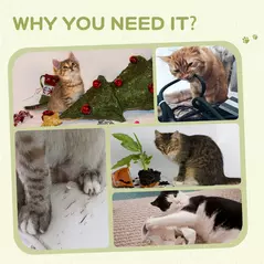 PawHut Jute Cat Scratching Post w/ Carpet Base Hanging Toy - Beige - 6