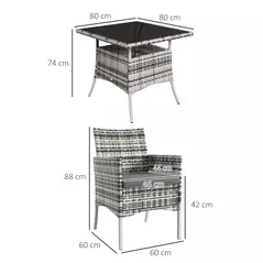 Outsunny Five-Pieces Rattan Dining Set - Mixed Grey - 3