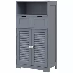 kleankin Three-Part Bathroom Storage Unit, with Shelf, Drawers & Cupboard - Grey - 1