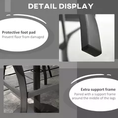 Outsunny 94 x 94 cm Garden Table with Parasol Hole, Outdoor Dining Garden Table for Four with Slatted Metal Plate Top, Dark Grey - 6