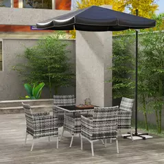 Outsunny Five-Pieces Rattan Dining Set - Mixed Grey - 2