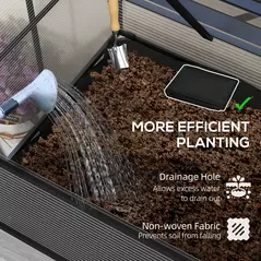 Outsunny 60 x 120cm Raised Garden Bed with Wooden Base - Grey - 7