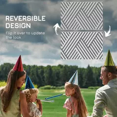 Outsunny Plastic Straw Reversible RV Outdoor Rug with Carry Bag, 182 x 274cm, Grey and Cream - 7