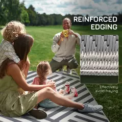 Outsunny Plastic Straw Reversible RV Outdoor Rug with Carry Bag, 182 x 274cm, Grey and Cream - 8