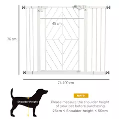 PawHut Pressure Fit Stair Gate Dog Gate w/ Auto Closing Door, Double Locking, Easy Installation, for 74-100cm Openings - White - 3